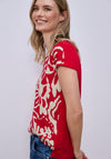 Street One V Neck Printed Short Sleeve Top, Red