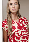 Street One V Neck Printed Short Sleeve Top, Red