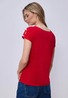 Street One V Neck Printed Short Sleeve Top, Red