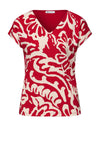 Street One V Neck Printed Short Sleeve Top, Red