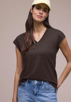 Street One V Neck T-Shirt, Brown