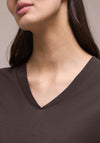 Street One V Neck T-Shirt, Brown
