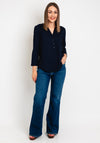 Street One Bamika Sheer Panel Blouse, Navy
