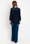 Street One Bamika Sheer Panel Blouse, Navy