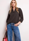 Street One V Neck Tunic Blouse, Brown