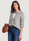 Street One Linen Striped Shirt, Grey and White