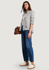 Street One Linen Striped Shirt, Grey and White