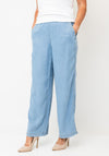 Street One Wide Leg Denim-Look Trousers, Light Blue