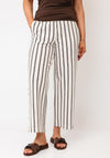 Street One Striped Wide Leg Trousers, Cream and Brown