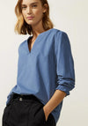 Street One Split Neckline Baby Cord Blouse, Dull Feather Blue
