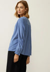 Street One Split Neckline Baby Cord Blouse, Dull Feather Blue