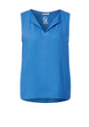 Street One Sleeveless Hinged Collar Blouse, Blue Bay