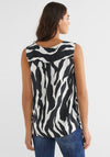 Street One Sleeveless Hinged Collar Blouse, Zebra Black