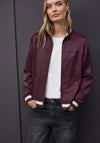 Street One Satin Striped Trim Bomber Jacket, Wine