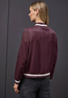 Street One Satin Striped Trim Bomber Jacket, Wine