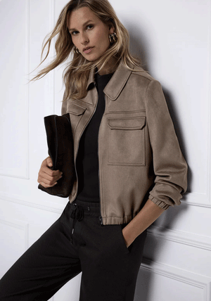 Street One Short Velour Jacket, Light Brown