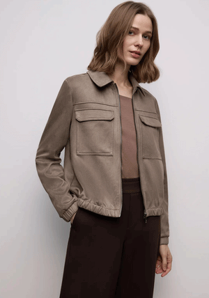 Street One Short Velour Jacket, Light Brown
