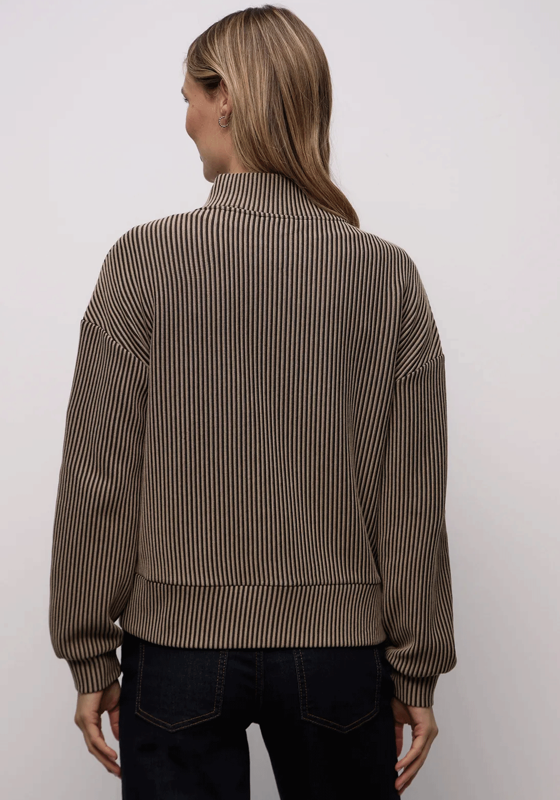 Street One Ribbed Knit Zip Jacket, Tan