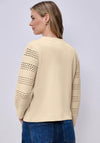 Street One Knit Sleeve Bomber Jacket, Cream