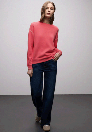 Street One Knit Round Neck Jumper, Pink