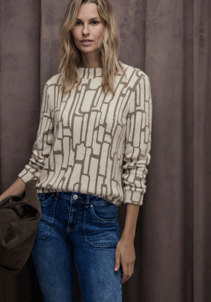 Street One Patterned Knit Jumper, Beige