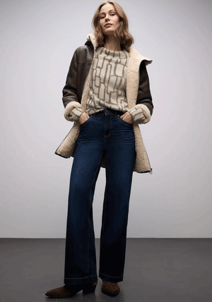 Street One Patterned Knit Jumper, Beige