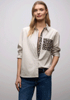 Street One Contrast Leopard Striped Shirt, Beige