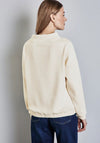 Street One Waffle Knit Drawstring Sweatshirt, Cream