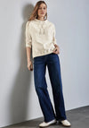 Street One Waffle Knit Drawstring Sweatshirt, Cream