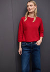 Street One Ribbed Drawstring Sweatshirt, Red