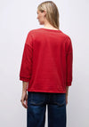 Street One Ribbed Drawstring Sweatshirt, Red