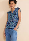 Street One Paisley Print Chiffon Top, Blue