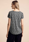 Street One Abstract Print Contrast Top, Black