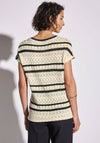 Street One Lace Knit Striped Top, Beige and Black