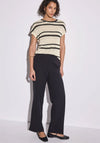 Street One Lace Knit Striped Top, Beige and Black