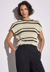 Street One Lace Knit Striped Top, Beige and Black