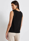 Street One Ribbed knit Chiffon Trim Top, Black