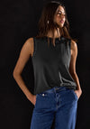 Street One Ribbed Stretch Stud Trim Top, Dark Grey