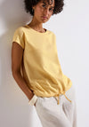 Street One Waffle Knit Tie Trim Top, Yellow