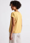 Street One Waffle Knit Tie Trim Top, Yellow
