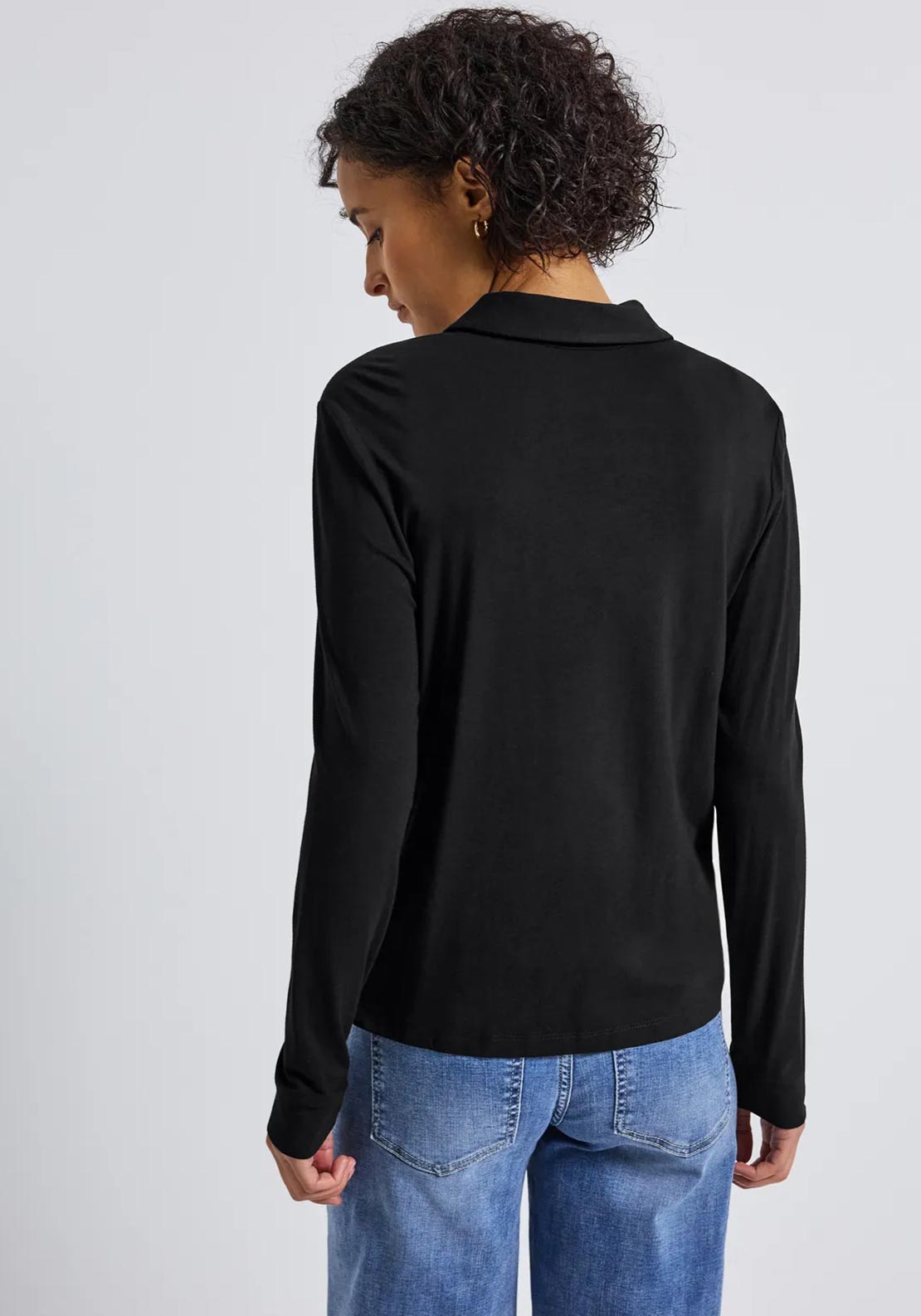 Street One Jersey Button up Shirt, Black