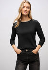 Street One Leopard Collar Long Sleeve Top, Black