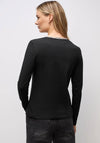 Street One Leopard Collar Long Sleeve Top, Black