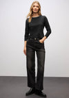 Street One Leopard Collar Long Sleeve Top, Black