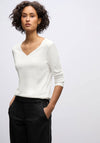 Street One Sweetheart Neck Long Sleeve Top, White