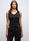Street One Button Detail Sweetheart Neck Top, Black