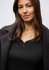 Street One Button Detail Sweetheart Neck Top, Black