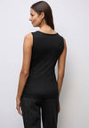 Street One Button Detail Sweetheart Neck Top, Black