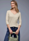 Street One Sweetheart Neck Jersey Top, Beige