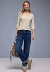 Street One Sweetheart Neck Jersey Top, Beige
